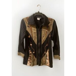 Parsley & Sage Jacket Blazer Sz S Black Tan NWT Patchwork Textured Wearable‎ Art
